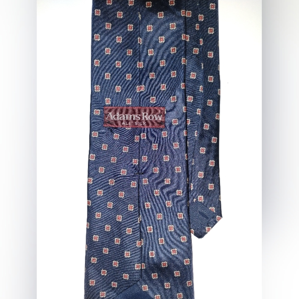Adams Row Navy Patterned Silk Tie